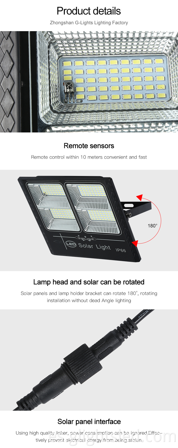 El ABS del precio de fábrica del nuevo diseño que aloja SMD impermeable al aire libre IP66 50w 200w 300w llevó la luz de inundación del panel solar